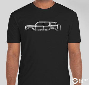 Buckle Up Off-Road Merch Bronco Silhouette Side Profile T-Shirt Black - Medium