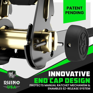 Rhino USA Medium Duty Ratchet Strap Tie-Down 4-Pack (Black) | GMG-R1-4PACK