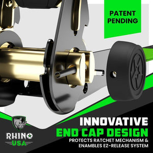 Rhino USA Medium Duty Ratchet Strap Tie-Down 4-Pack (Green) | RCHT-4PACK-GRN