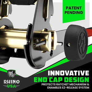 Rhino USA Medium Duty Ratchet Strap Tie-Down 4-Pack (Red) | RCHT-4PACK-RED