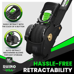 Rhino USA Retractable Ratchet Straps (4Pk 1Inx10Ft) (Black) | TD-RSRE1X10-BLK-R