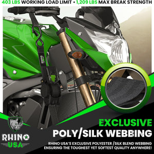 Rhino USA Retractable Ratchet Straps (4Pk 1Inx10Ft) (Gray) | TD-RSRE1X10-GRY-R