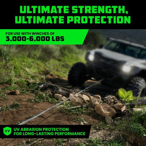 Rhino USA Reflective Synthetic Winch Rope 1/4In X 50Ft - Black | RG-SRWIN1450-BLK