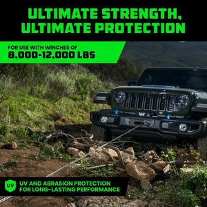 Rhino USA Reflective Synthetic Winch Rope 3/8In X 94Ft - Black | RG-SRWIN3894-BLK