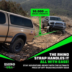 Rhino USA Recovery Tow Strap 3Inx20Ft (Green) | RG-TS3X20-GRN