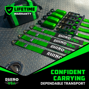 Rhino USA Heavy Duty Vehicle Tie Down Kit- Green | 2IN-HDKIT-GRN