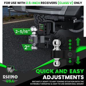 Rhino USA 8In Heavy Duty Drop Hitch - 2.5In (Black) | RG-HTDROP2.58-BLK