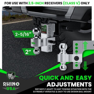 Rhino USA 6In Heavy Duty Drop Hitch - 2.5In (Silver) | RG-HTDROP2.56-SVR