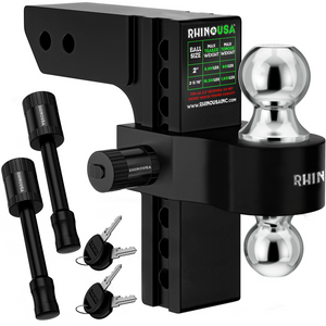 Rhino USA 8In Heavy Duty Drop Hitch - 2.5In (Black) | RG-HTDROP2.58-BLK