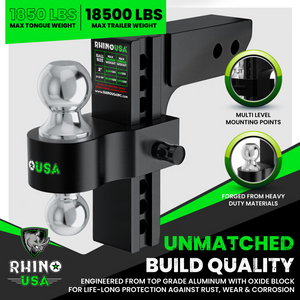 Rhino USA 8In Heavy Duty Drop Hitch - 2.5In (Black) | RG-HTDROP2.58-BLK