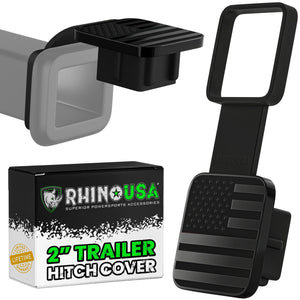 Rhino USA 2In American Flag Hitch Cover - Black | TO-HTCVRUSA-BLK