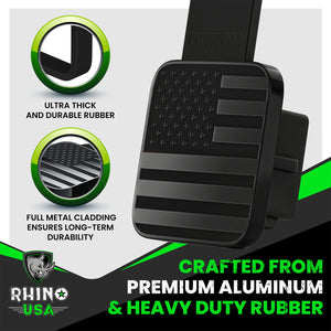 Rhino USA 2In American Flag Hitch Cover - Black | TO-HTCVRUSA-BLK