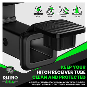 Rhino USA 2In American Flag Hitch Cover - Black | TO-HTCVRUSA-BLK