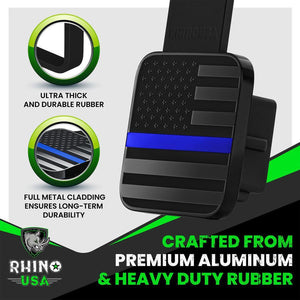 Rhino USA 2In American Flag Hitch Cover - Black & Blue | TO-HTCVRUSA-BLU
