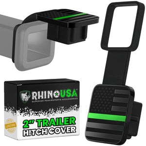 Rhino USA 2In American Flag Hitch Cover - Black & Green | TO-HTCVRUSA-GRN