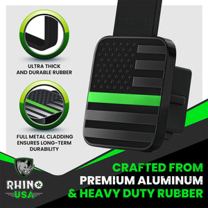 Rhino USA 2In American Flag Hitch Cover - Black & Green | TO-HTCVRUSA-GRN