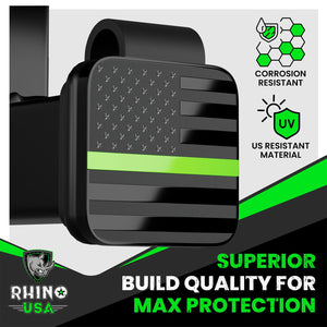 Rhino USA 2In American Flag Hitch Cover - Black & Green | TO-HTCVRUSA-GRN