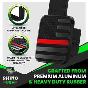 Rhino USA 2In American Flag Hitch Cover - Black & Red | TO-HTCVRUSA-RED