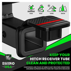Rhino USA 2In American Flag Hitch Cover - Black & Red | TO-HTCVRUSA-RED