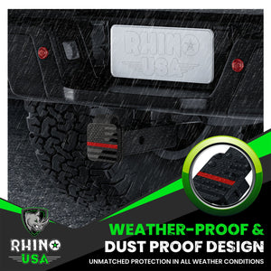 Rhino USA 2In American Flag Hitch Cover - Black & Red | TO-HTCVRUSA-RED
