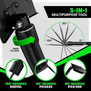 Rhino USA Folding Recovery Shovel W/Pick | RNO-ETOOL