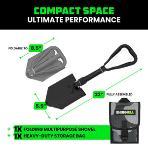 Rhino USA Straight Handle Recovery Shovel W/Pick | RNO-ETOOL-3