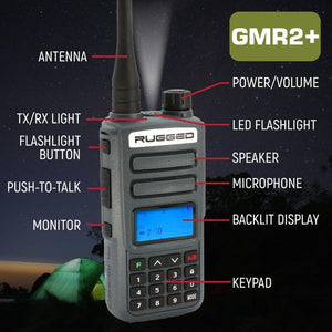 Rugged Radios 2 PACK - Rugged GMR2 PLUS - GMRS / FRS Two Way Handheld Radios Safety Yellow | GMR2-PLUS-2-PACK-HV