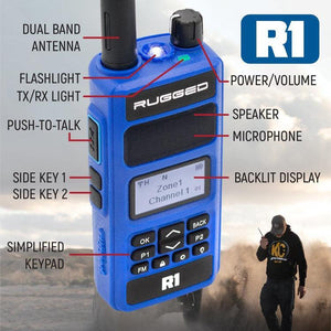 Rugged Radios Rugged R1 - Business Band Two Way Handheld Radio - Digital and Analog Blue | R1