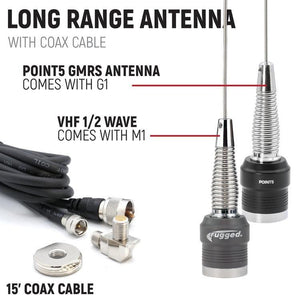 Rugged Radios STX STEREO Remote Head Complete Master Comm Kit with Intercom and 2-Way Radio G1 GMRS | MCK-STX-RS-2P-G1
