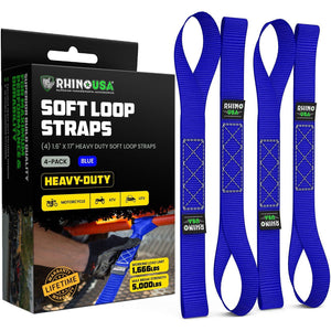 Rhino USA Soft Loops Motorcycle Tie-Down Set 4-Pack Blue | SOFT4PACK-BLU