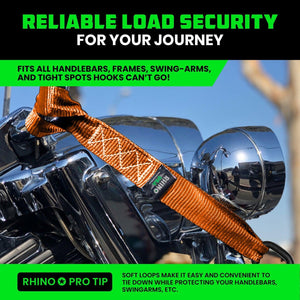 Rhino USA Soft Loops Motorcycle Tie-Down Set 4-Pack Orange | SOFT4PACK-ORG