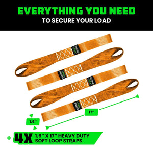 Rhino USA Soft Loops Motorcycle Tie-Down Set 4-Pack Orange | SOFT4PACK-ORG