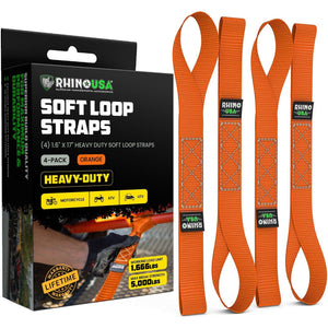 Rhino USA Soft Loops Motorcycle Tie-Down Set 4-Pack Orange | SOFT4PACK-ORG