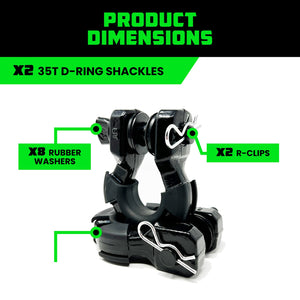 Rhino USA 8T Super Shackle 2-Pack (Black) | SUPERSHACK-BLK