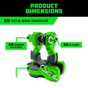 Rhino USA 8T Super Shackle 2-Pack (Green) | SUPERSHACK-GRN