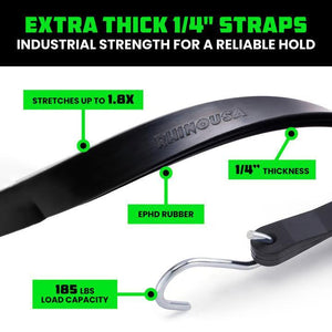 Rhino USA Heavy Duty Bungee - Set Of 12 | TD-BGHD12-BLK