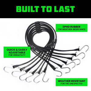 Rhino USA Heavy Duty Bungee - Set Of 12 | TD-BGHD12-BLK