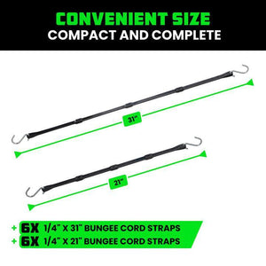 Rhino USA Heavy Duty Bungee - Set Of 12 | TD-BGHD12-BLK