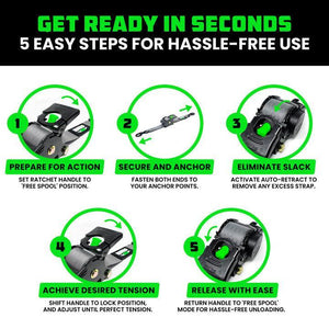 Rhino USA Retractable Ratchet Straps (4Pk 1Inx10Ft) (Gray) | TD-RSRE1X10-GRY