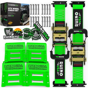 Rhino USA Utv Wheel Chock Tie-Down Kit (4-Wheel Kit) (Green) | RNO-CHOCKSET-2PK