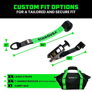 Rhino USA Lasso Straps; Basket Straps - Black - Flat Hook | TD-VSLASSO-BLK-FLAT