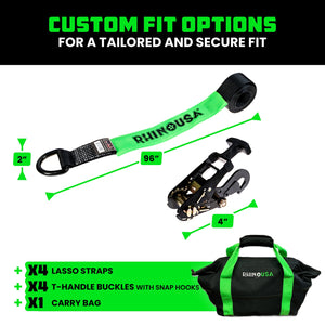 Rhino USA Lasso Straps; Basket Straps - Black - Snap Hook | TD-VSLASSO-BLK-SNAP