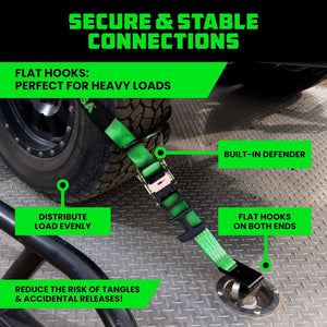 Rhino USA Lasso Straps; Basket Straps - Green - Flat Hook | TD-VSLASSO-GRN-FLAT
