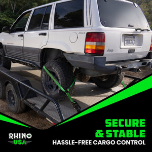 Rhino USA Lasso Straps; Basket Straps - Green - Flat Hook | TD-VSLASSO-GRN-FLAT