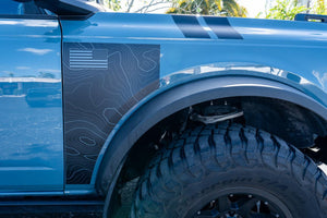 Topo American Flag Fender Overlays (Clear) - 2021+ Bronco