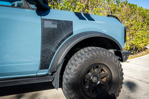 Topo American Flag Fender Overlays (Clear) - 2021+ Bronco