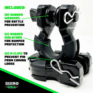 Rhino USA 8T Super Shackle 2-Pack (Matte Black) | SUPERSHACK-MATTE