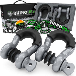 Rhino USA 3/4In D-Ring Shackle Set (2-Pack)(Gray) | RNO-GRY-SHACKLES