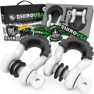 Rhino USA 3/4In D-Ring Shackle Set (2-Pack)(White) | RNO-WHT-SHACKLES