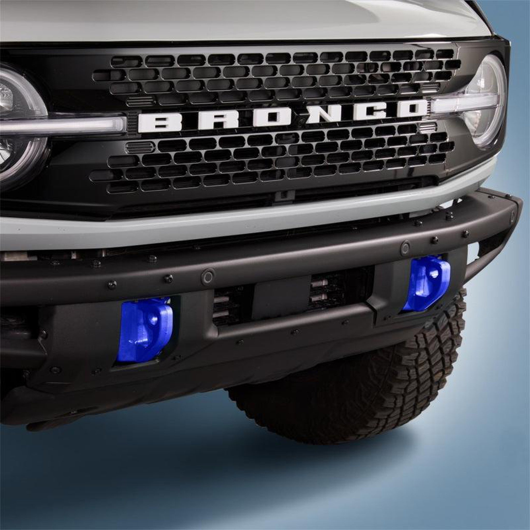 Ford Performance 2021+ Bronco Front Bumper Tow Hooks - Blue (Pair) | frpM-18954-BB